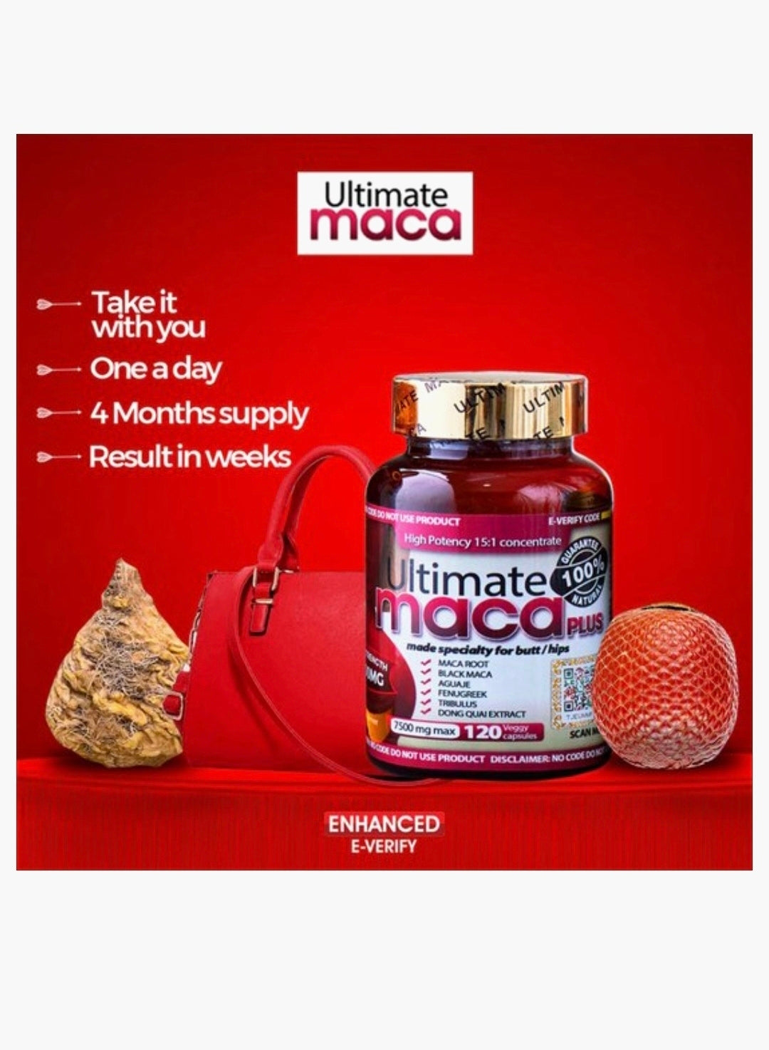 Ultimate Maca Plus - Natuurlijke Vergroting en Verbeteringen van Billen en Heupen - 100% Origineel