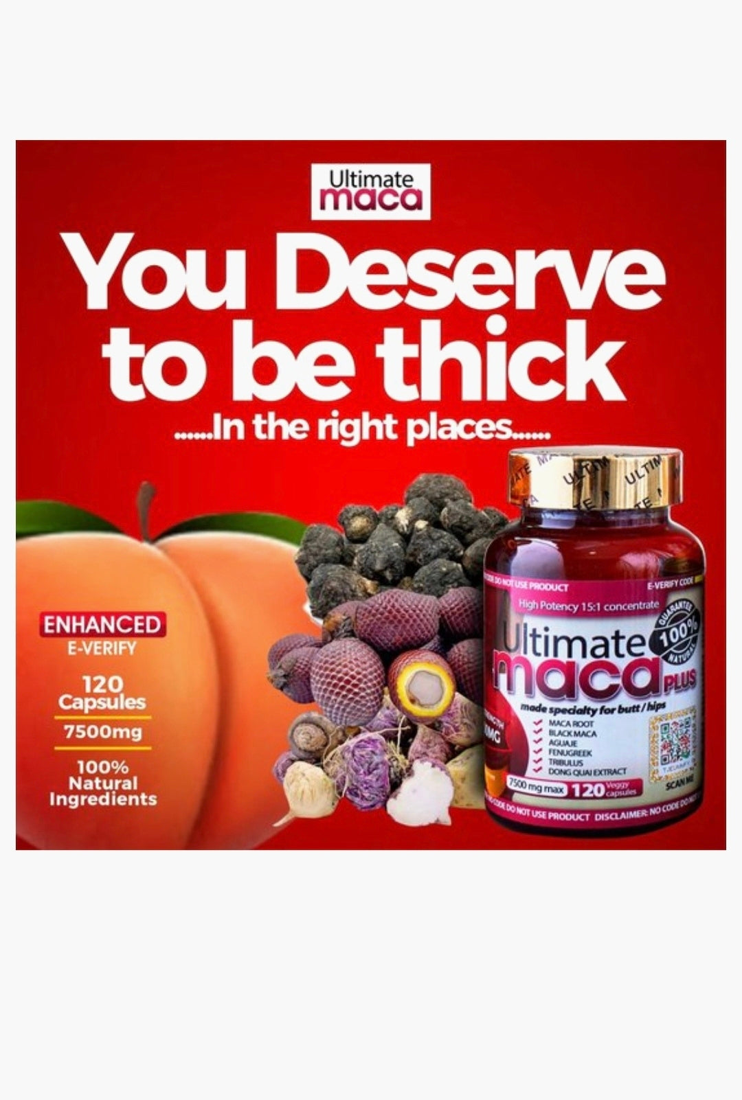 Ultimate Maca Plus - Natuurlijke Vergroting en Verbeteringen van Billen en Heupen - 100% Origineel